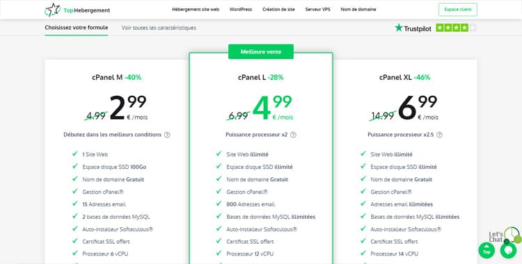 Hebergement cpanel tophebergement