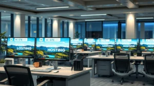 Une image montrant un bureau moderne pour l'hébergement web à bas prix.