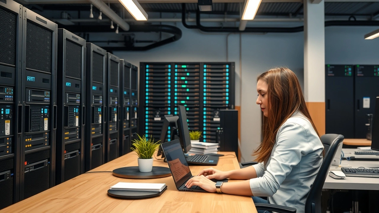bureau d'un hébergeur local avec des serveurs informatiques