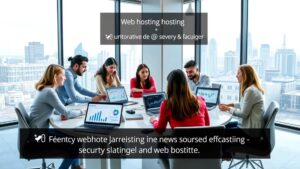 Un bureau moderne montrant une équipe travaillant sur l'hébergement web français.