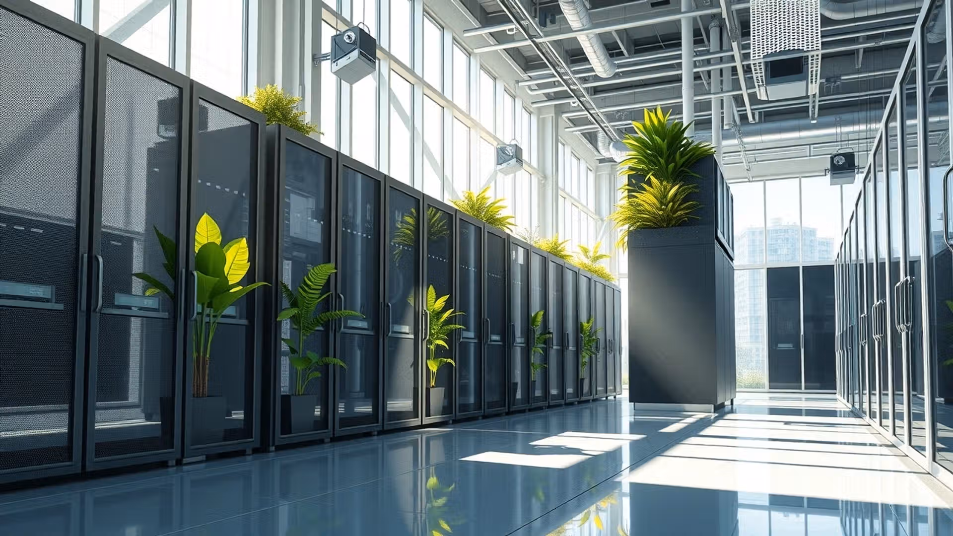 Centre de données moderne avec technologies de refroidissement écologiques