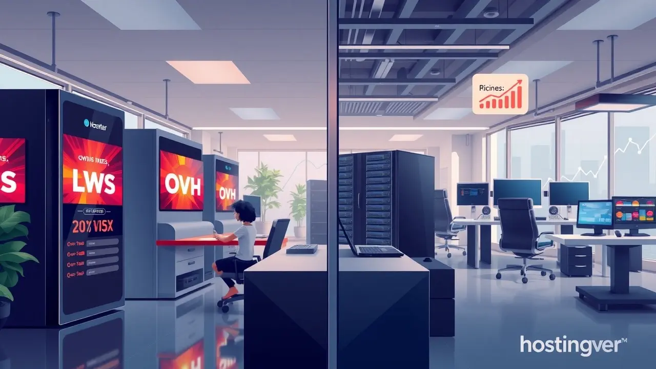 Comparaison des services d'hébergement web LWS et OVH.