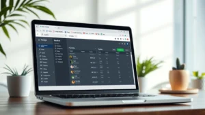 espace de travail numérique calme avec ordinateur portable