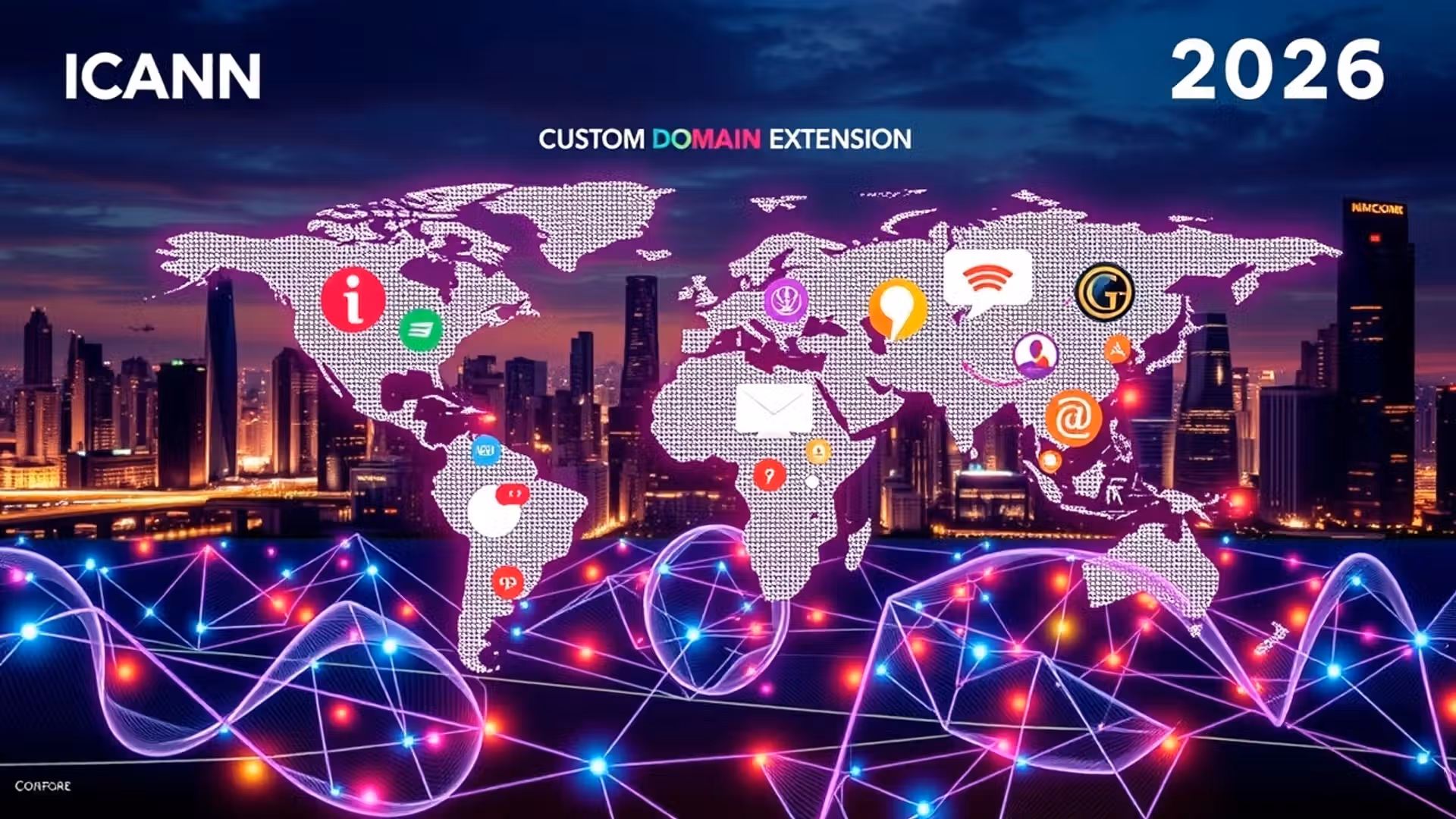 Lancement d'extensions de domaine personnalisées par l'ICANN en 2026.