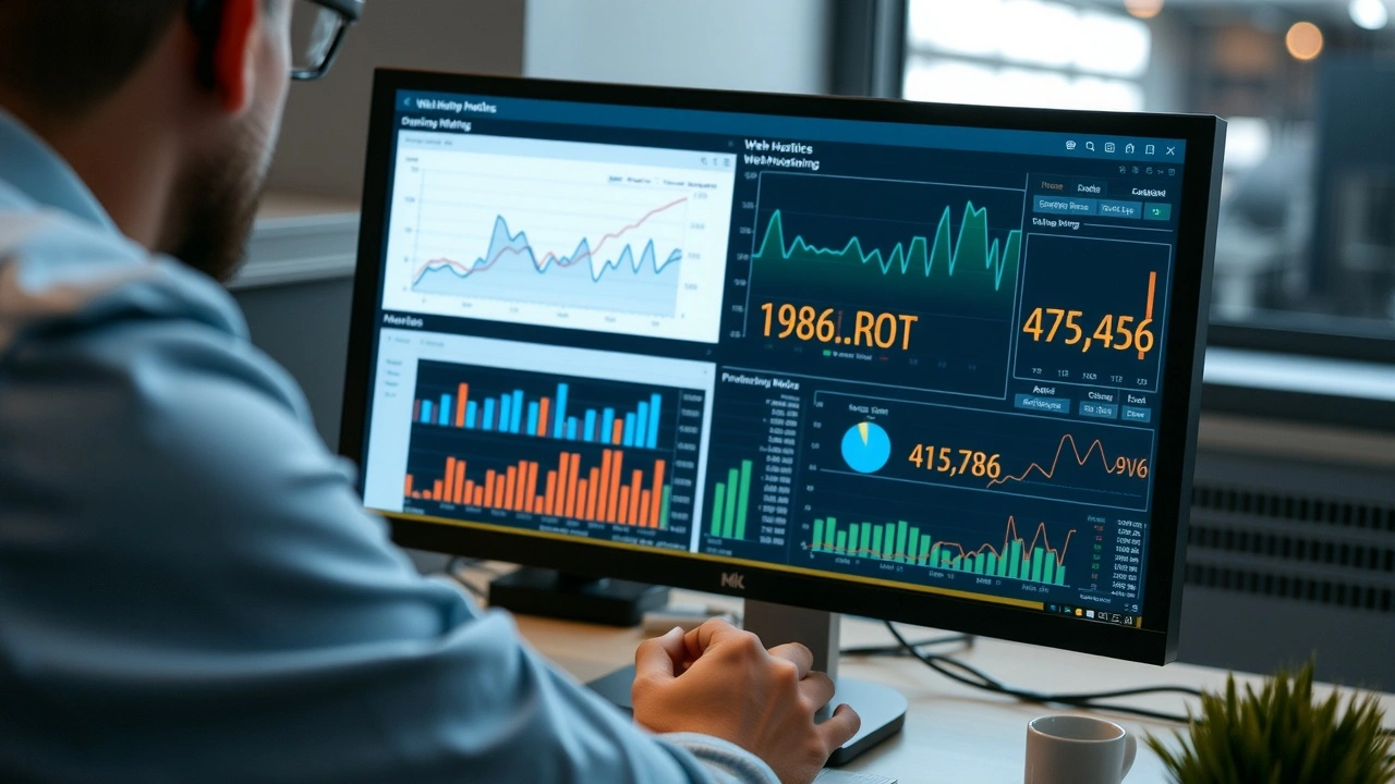 person analysant les performances d'hébergeurs sur un écran d'ordinateur