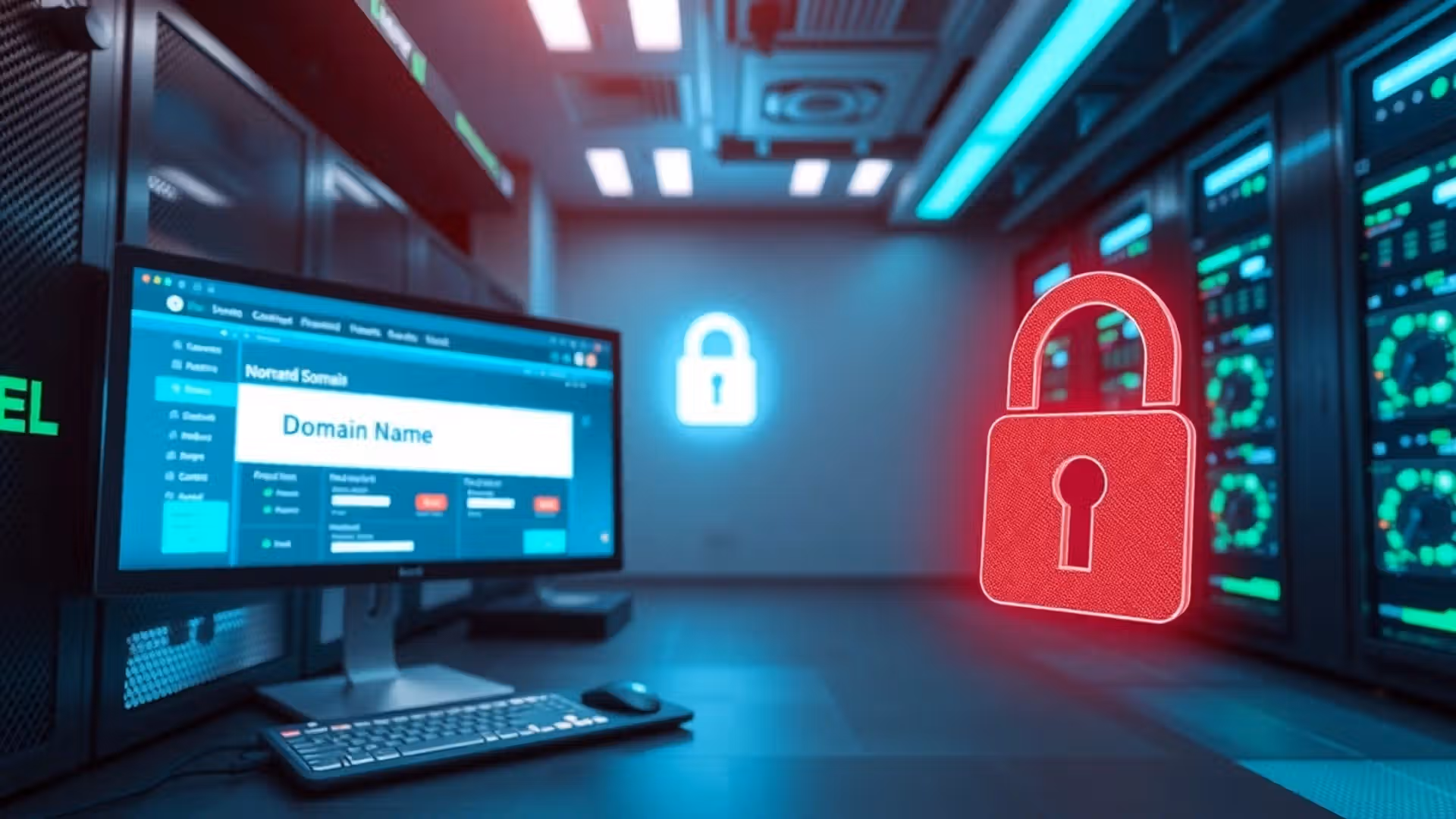 Une image illustrant la protection numérique d'un nom de domaine contre le vol.