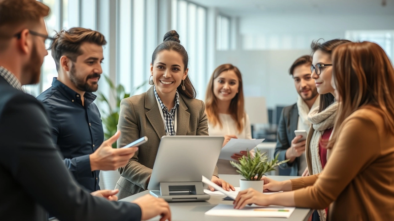 représentant de support client avec clients divers