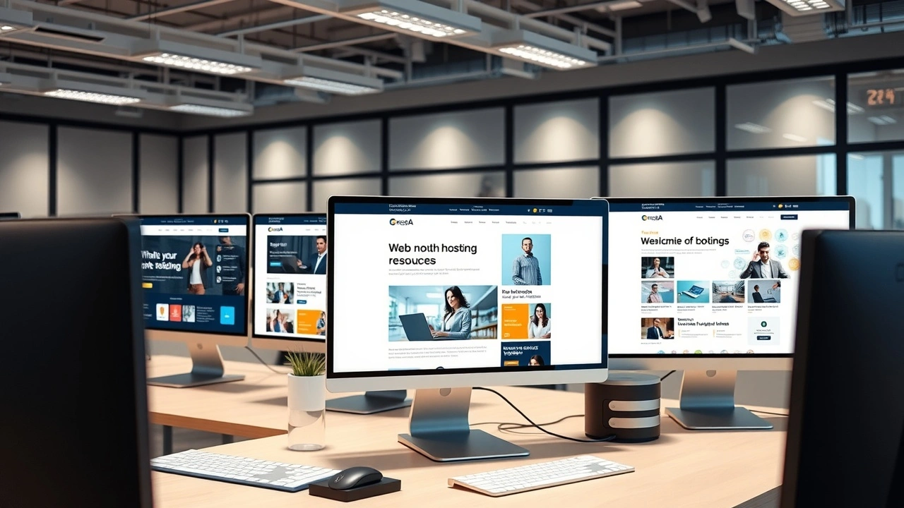 bureau moderne avec ecrans affichant des sites multilingues
