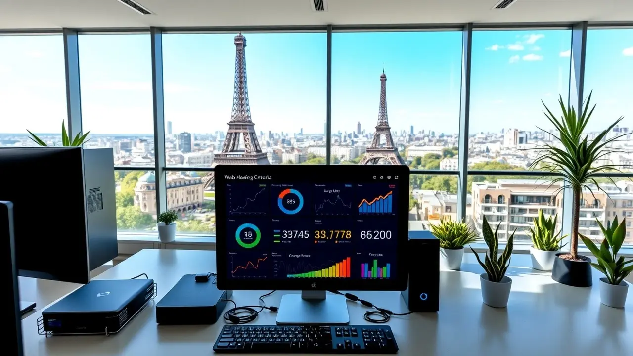 Bureau moderne en France avec des outils d'hébergement de sites