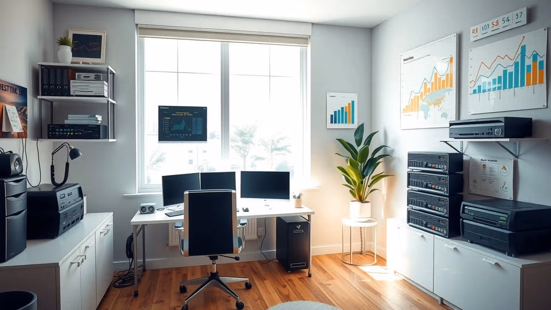 Un bureau confortable et moderne pour l'hébergement de petits sites web