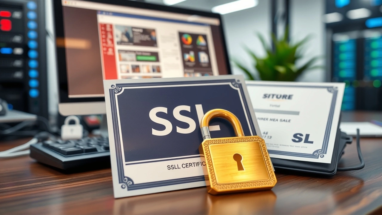 certificats SSL sur un bureau avec un ordinateur