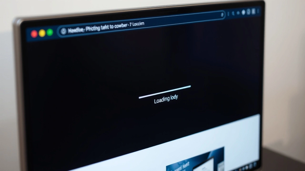 un ordinateur avec un chargement de site web lent
