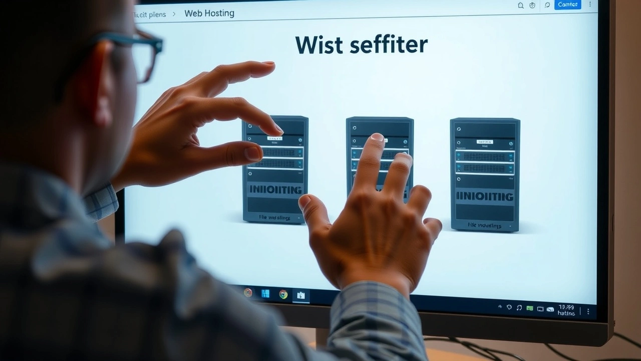 person choisissant un hébergement web sur un ordinateur
