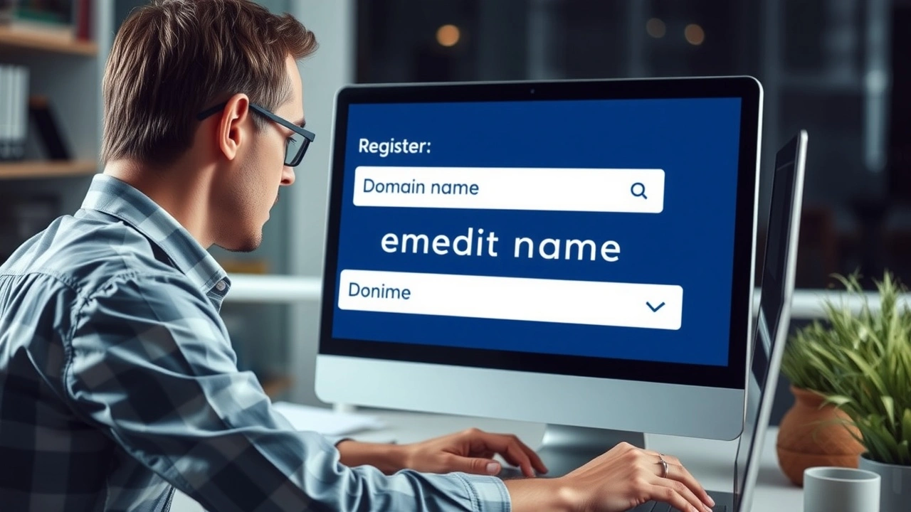 une personne enregistrant un nom de domaine premium en ligne