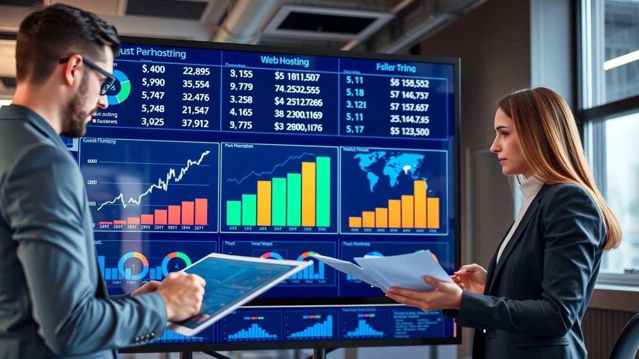 équipe d'entreprise analysant des graphiques de prix d'hébergement