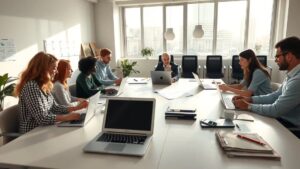 Espace de travail accueillant pour discuter de l'hébergement web