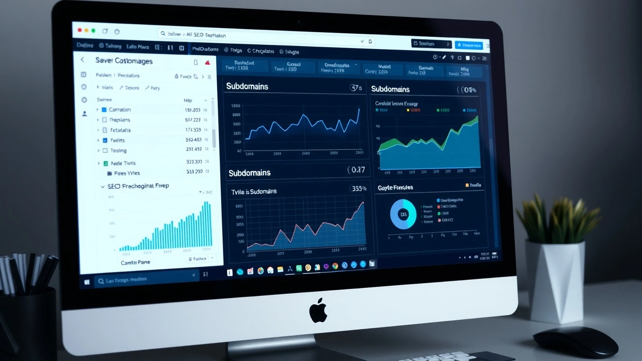 espace de travail avec sous-domaines et graphiques SEO