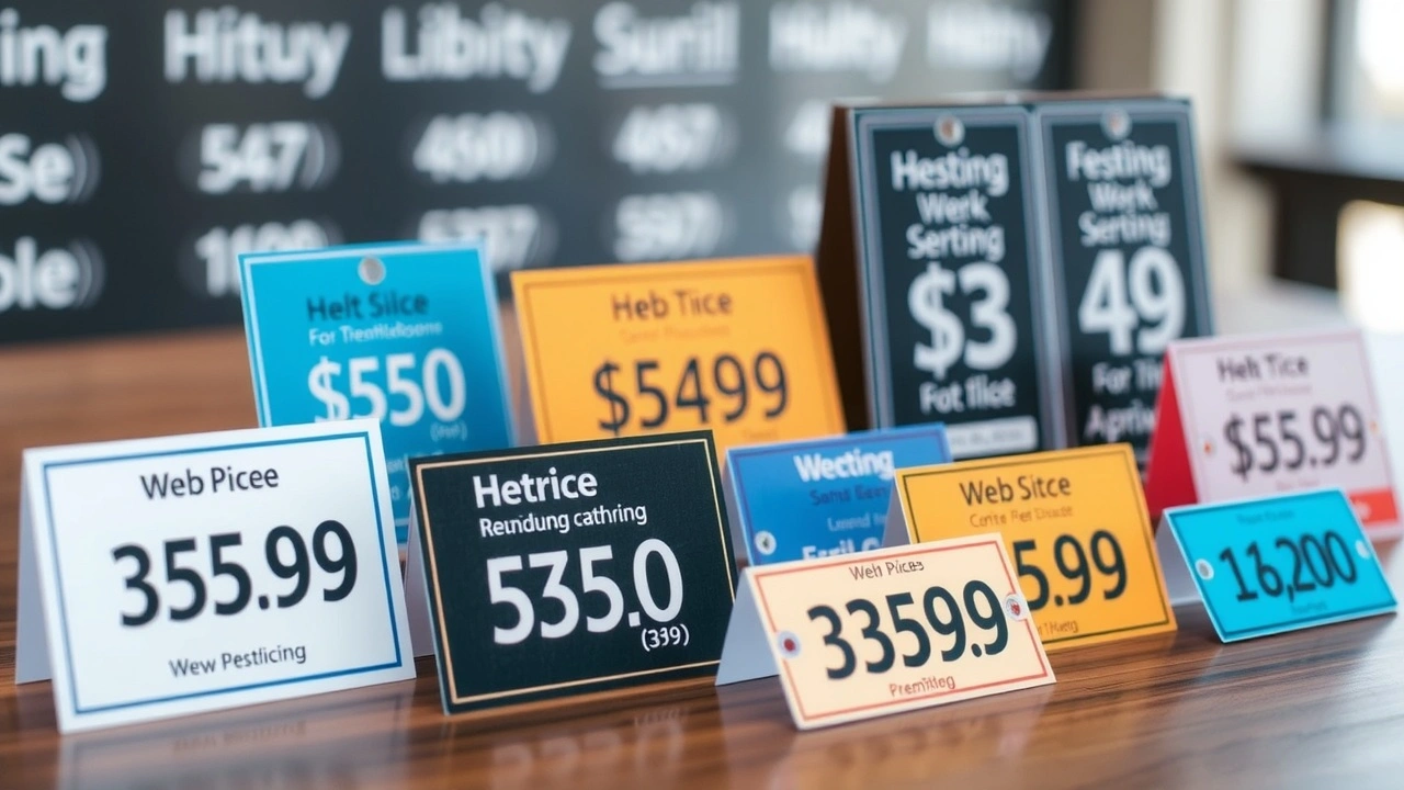 étiquettes de prix pour services d'hébergement web
