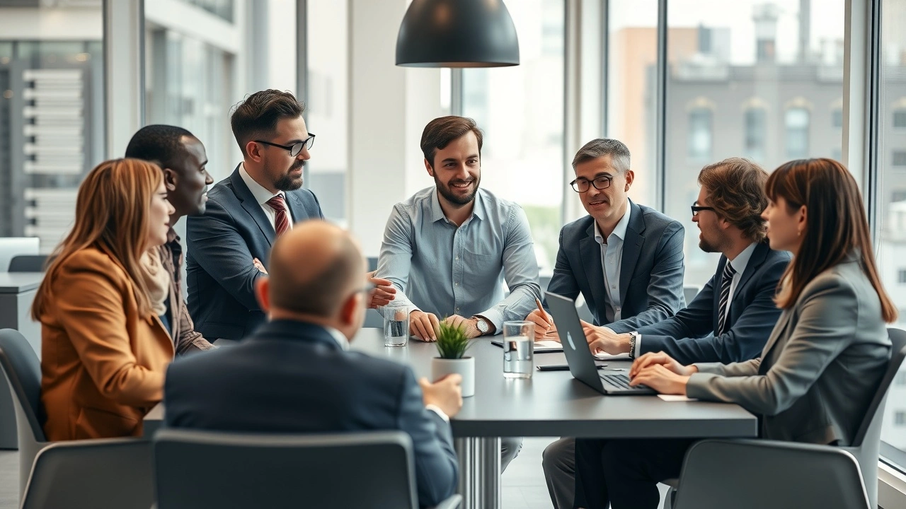 groupe divers d'entrepreneurs discutant d'hébergement web