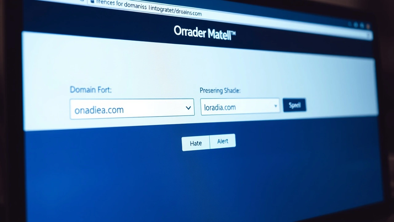 écran d'ordinateur affichant un interface d'enregistrement de domaine