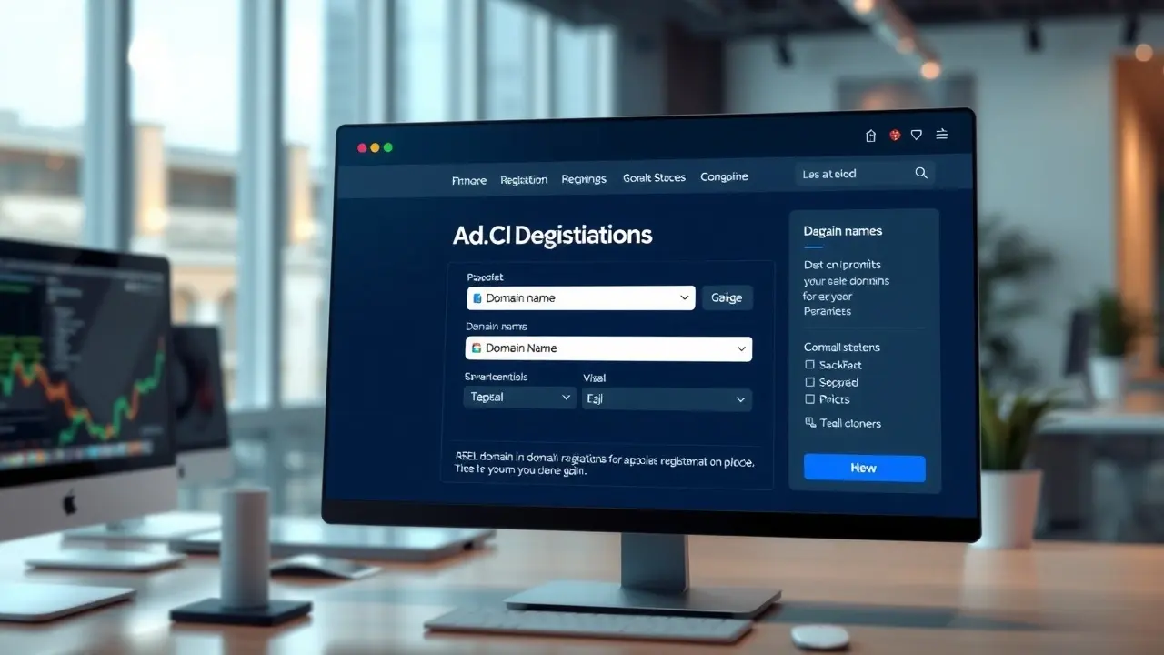Illustration d'une interface client moderne pour l'enregistrement de domaines.