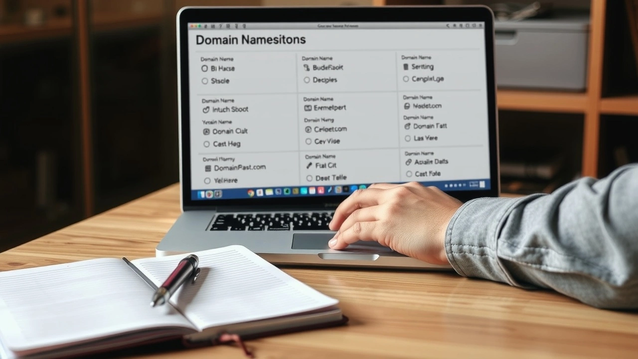 une personne examine des options de noms de domaine