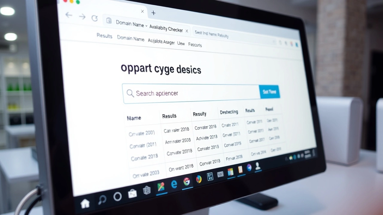 ordinateur affichant un vérificateur de disponibilité de nom de domaine