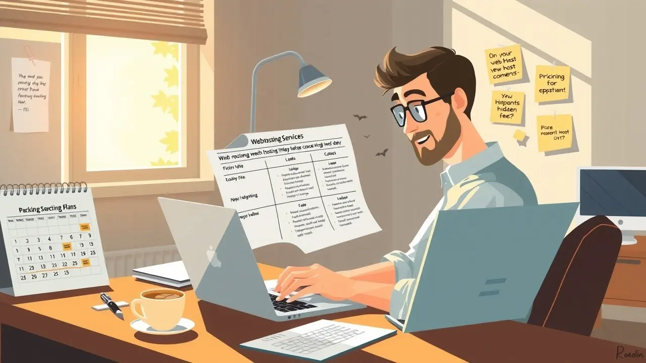 Une personne examinant les plans d'hébergement web avec soin.