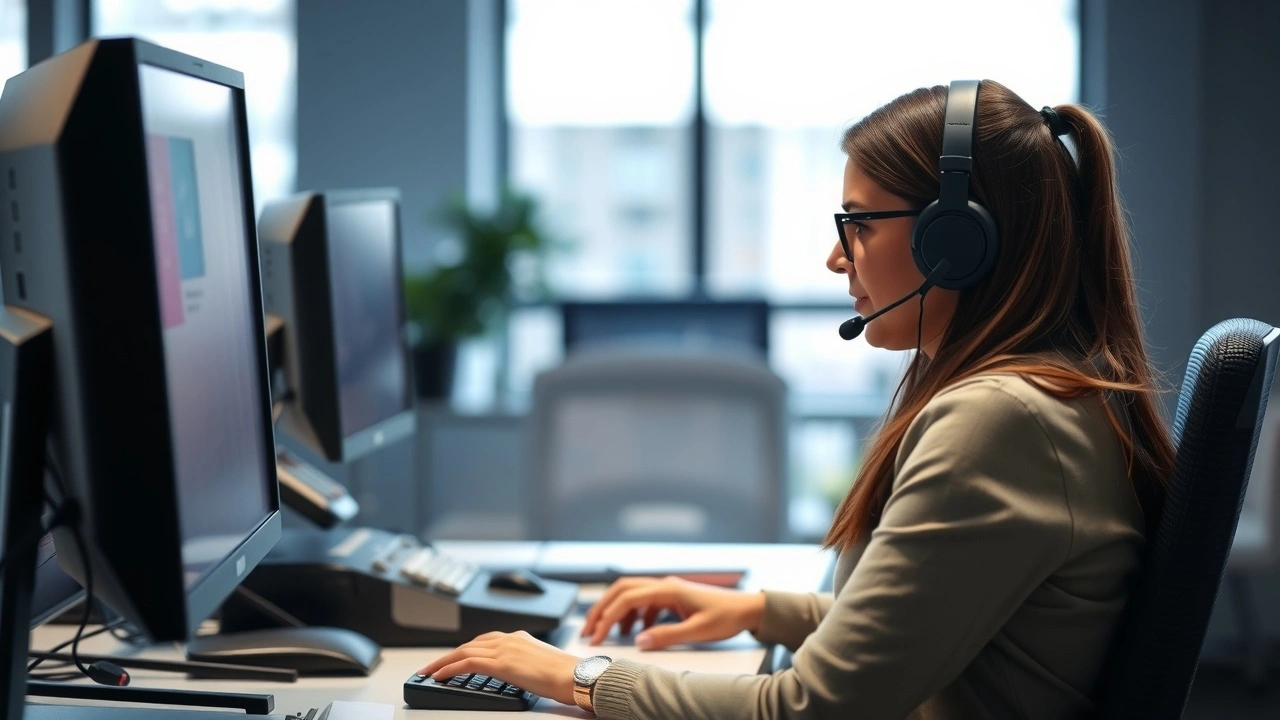 représentant service client avec casque au téléphone