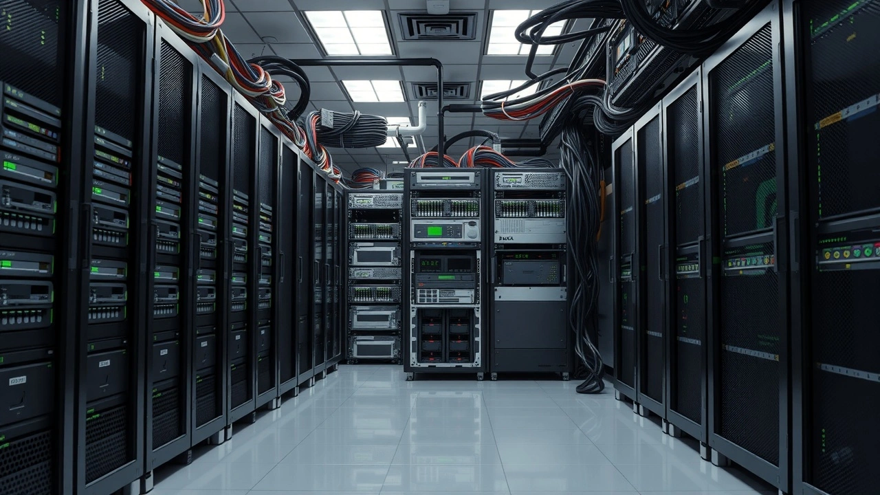 salle de serveurs avec équipements d'hébergement web