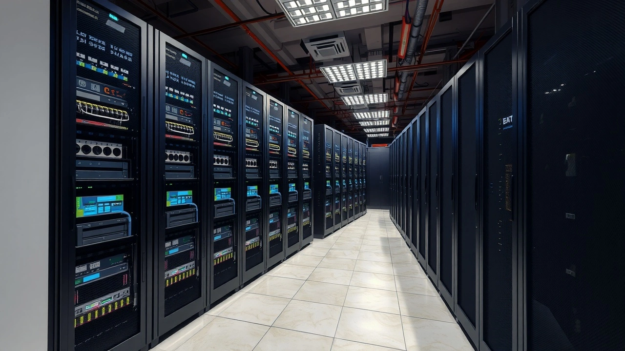 salle de serveurs avec équipement d'hébergement web