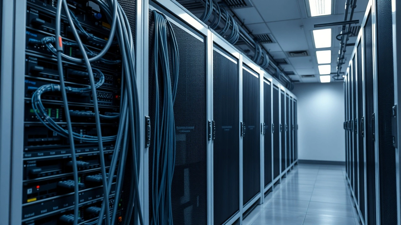 salle de serveurs avec plusieurs serveurs et cables