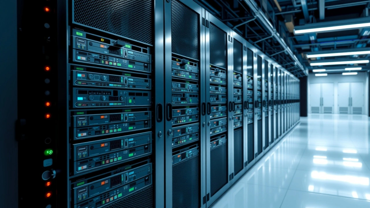 vue d'une salle de serveurs d'hébergement web moderne