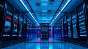 Salle de serveurs modernes pour l'hébergement de sites d'actualités en 2025