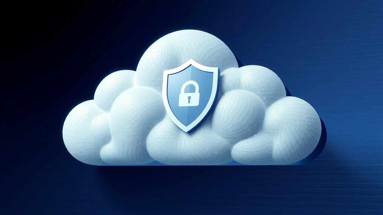 photographie d'un serveur cloud sécurisé avec symbole de protection