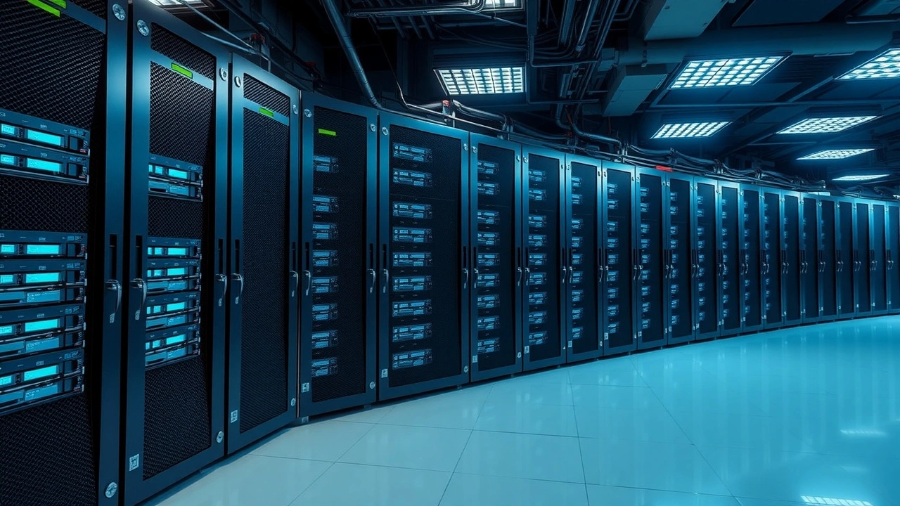 serveur dédié dans une salle de serveur bien illuminée