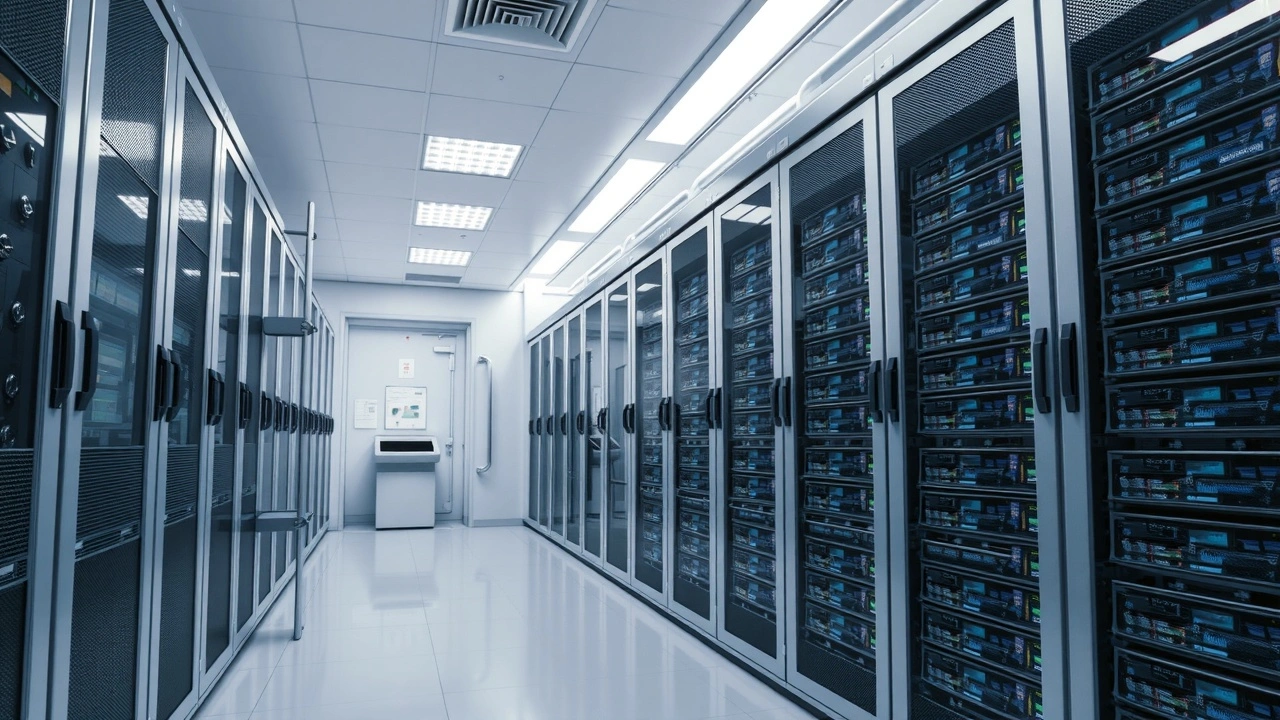 Salle de serveur sécurisée avec systèmes de stockage médical