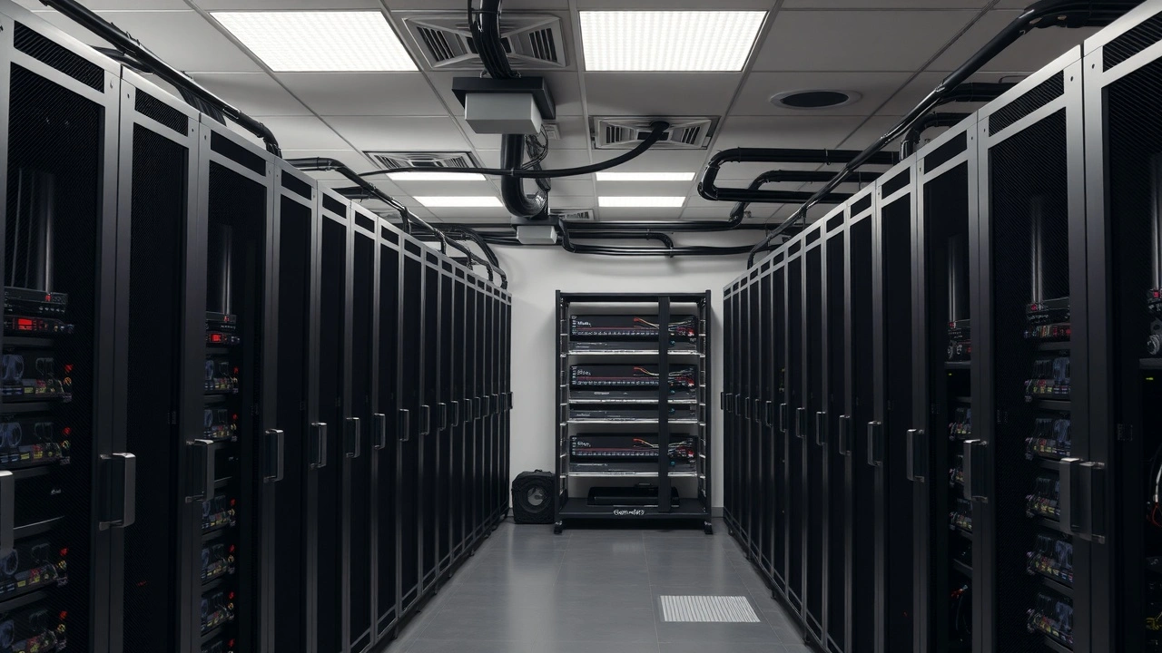 salle de serveurs modernes avec équipements de réseau