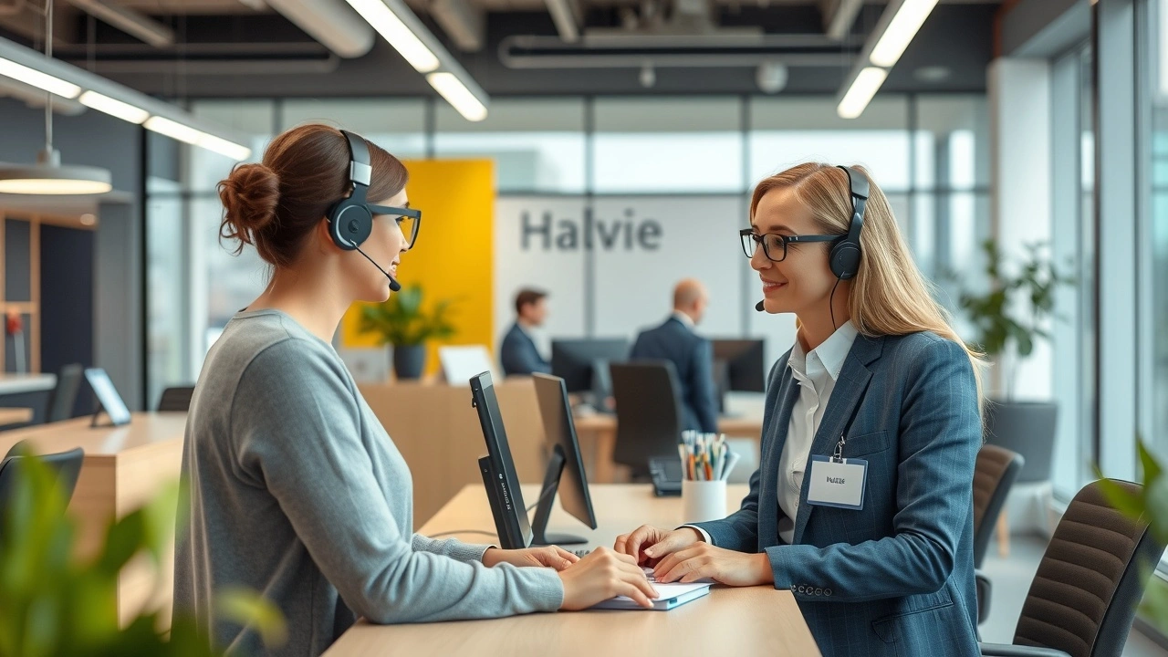 représentant du service client français aidant un client