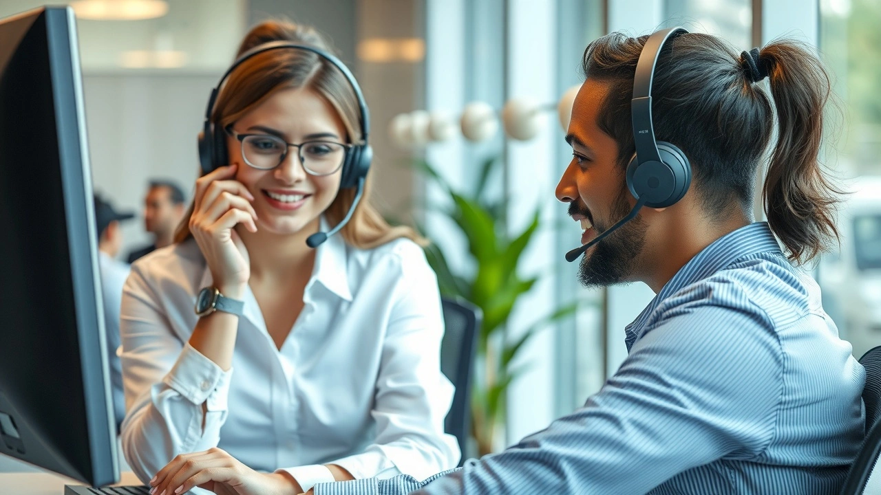 représentant du service client assisté par un client