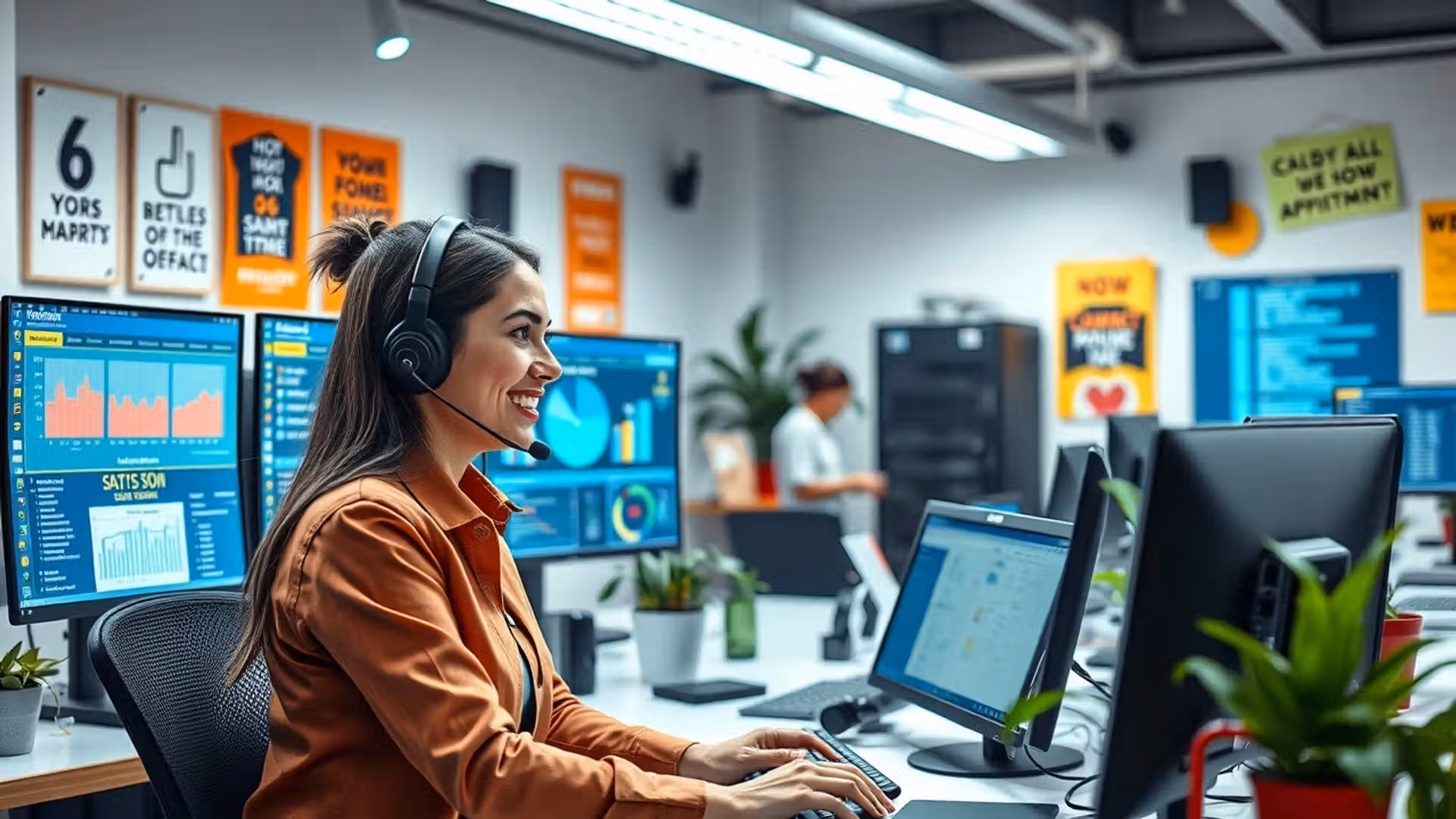 Une image montrant un representant du service client efficace dans une entreprise d'hebergement.