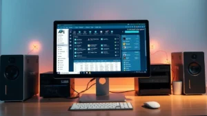 Une station de travail moderne montrant la création d'une plateforme d'hébergement.