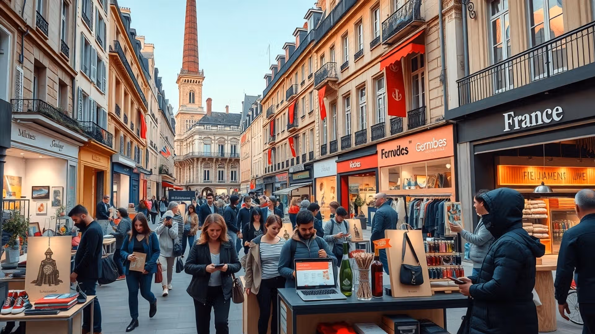 Une représentation moderne du secteur e-commerce en France, illustrant des tendances de nommage.