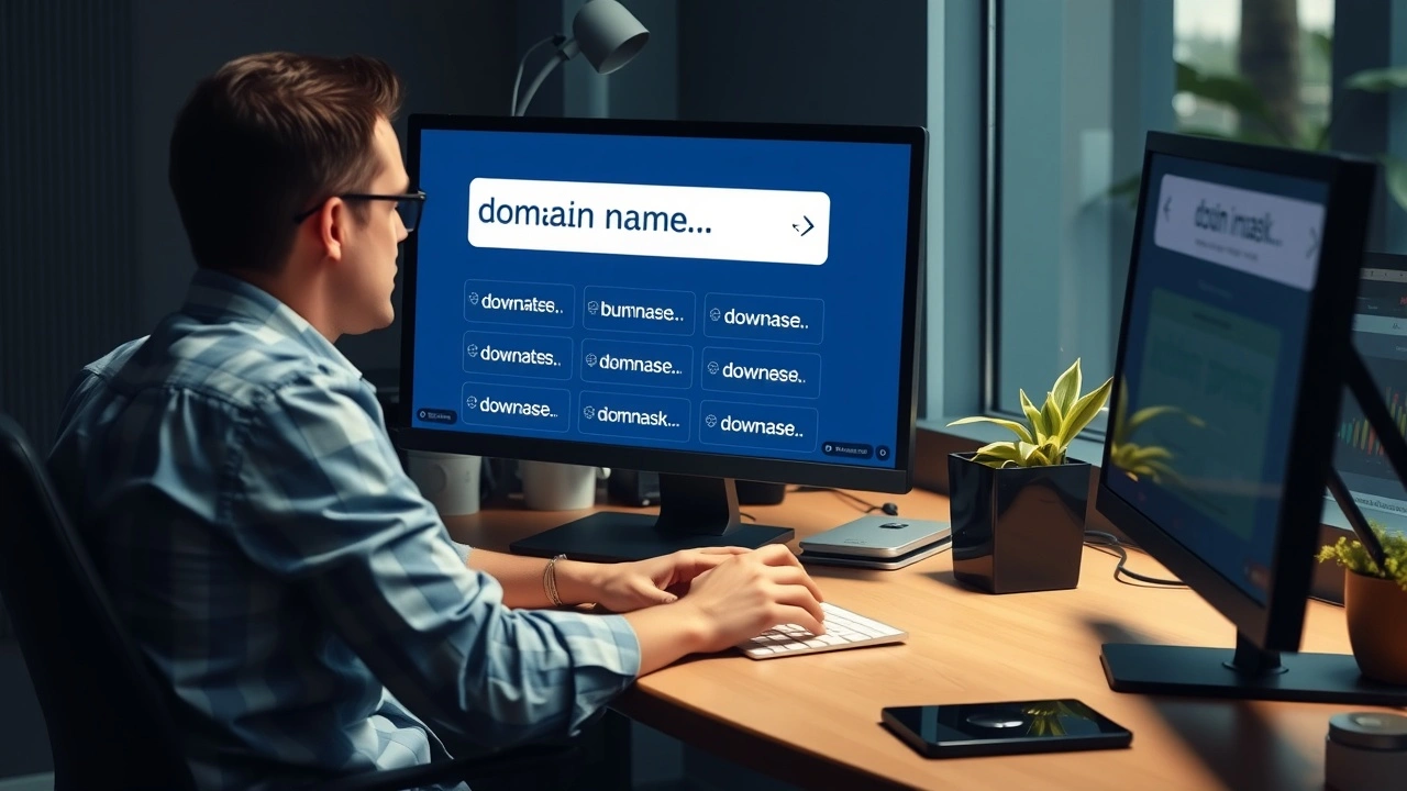 une personne choisit un nom de domaine sur un ordinateur