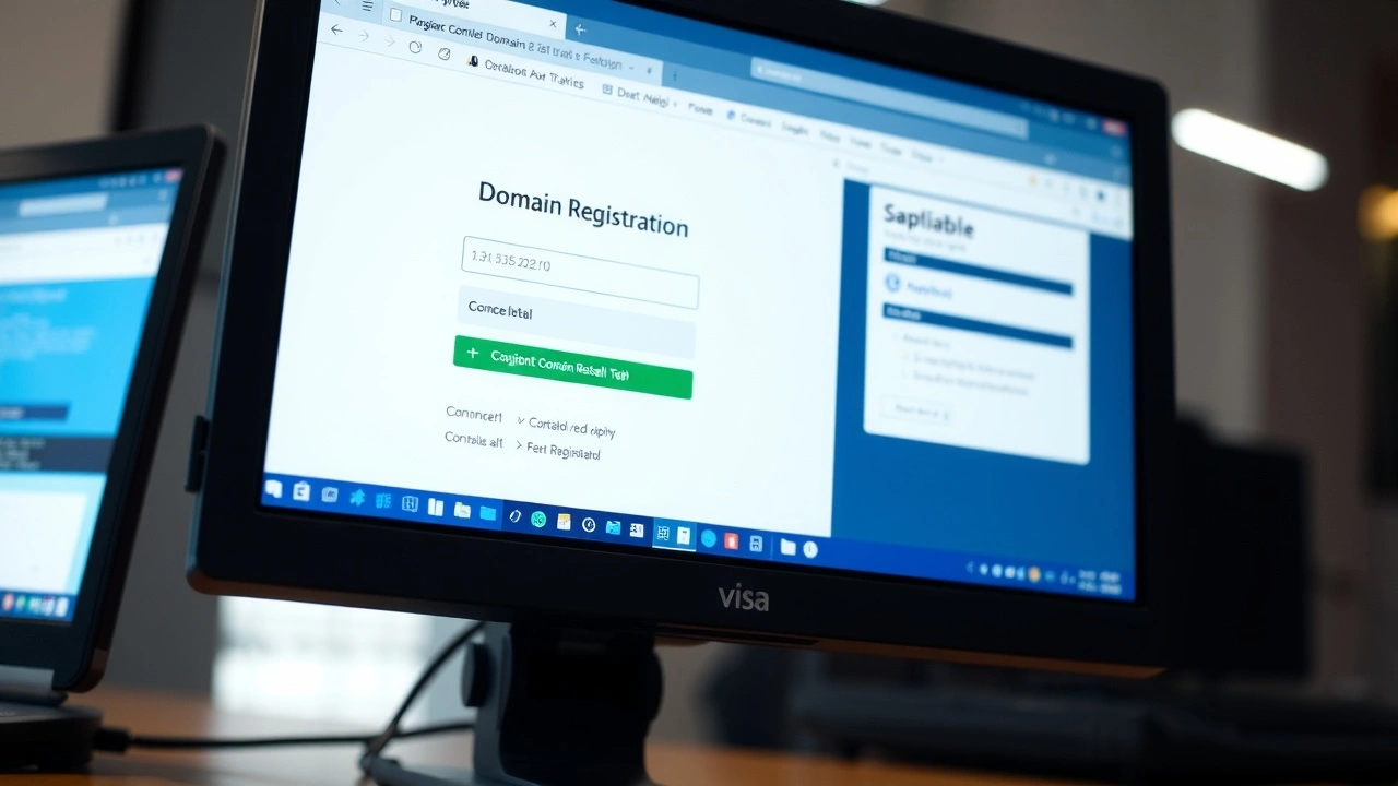 écran d'ordinateur montrant une interface d'enregistrement de domaine