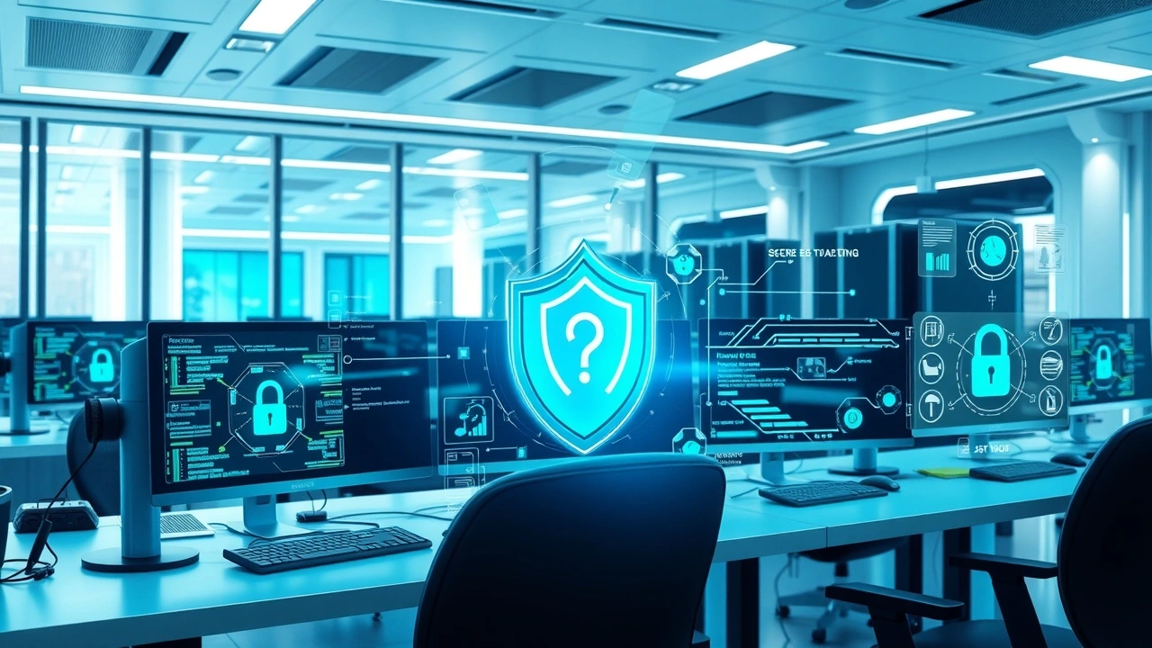 Un bureau moderne mettant en avant des services d'hébergement web sécurisés en 2025.