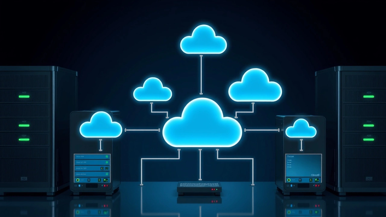 infrastructure de cloud hybride avec serveurs et nuages