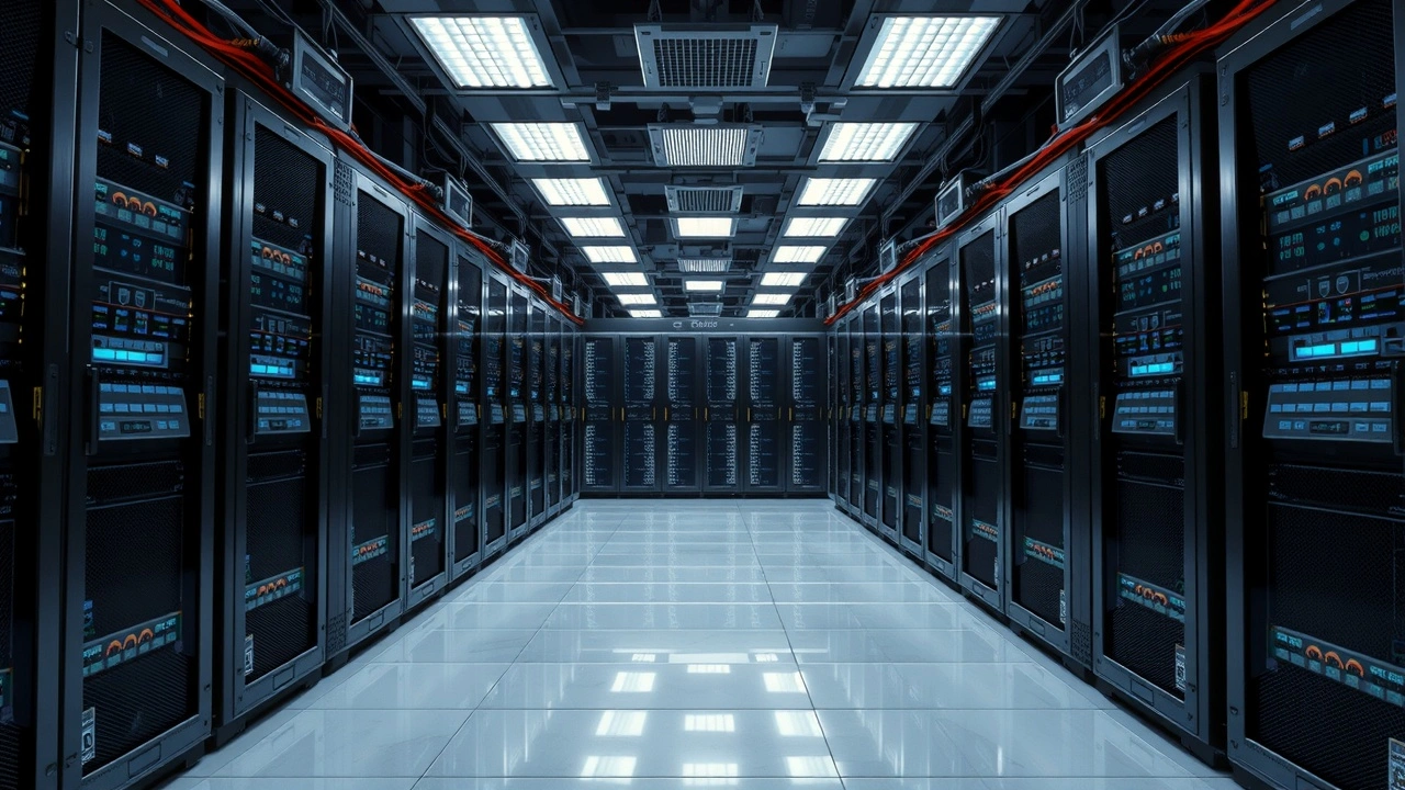 salle de serveurs avec des serveurs cloud hybrides