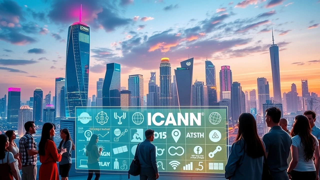 Une ville futuriste symbolisant l'innovation d'ICANN en 2025