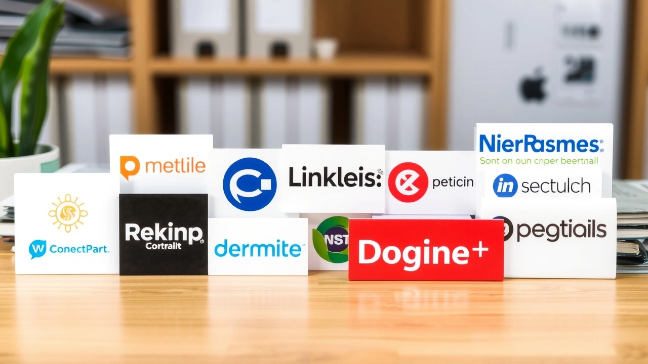 logos de registrars de noms de domaine sur un bureau